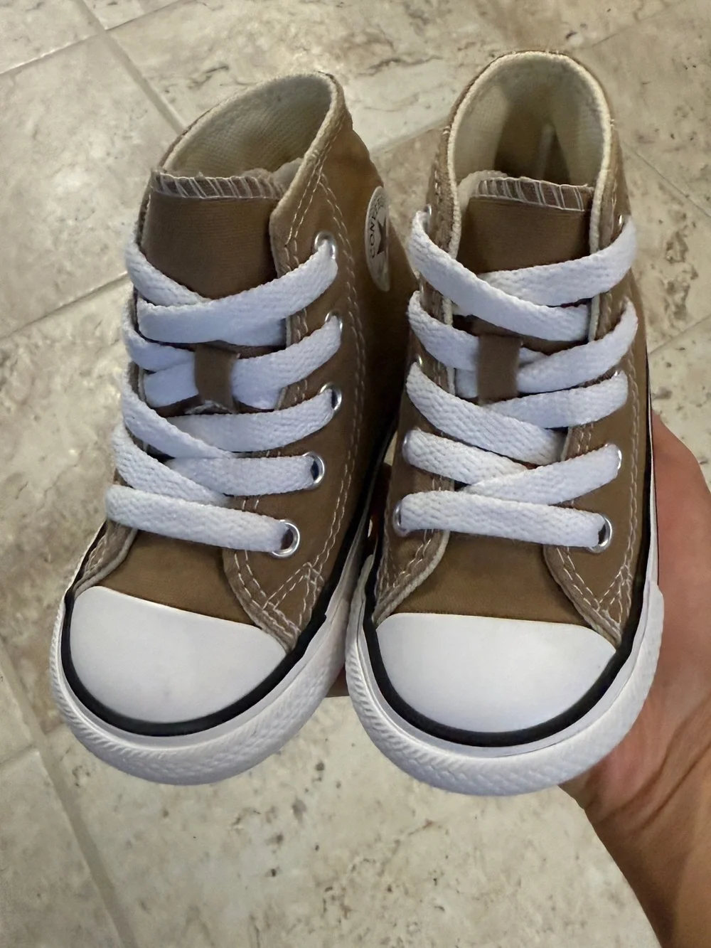 Converse toddler Brown High-Top Canvas Sneakers with White Accents